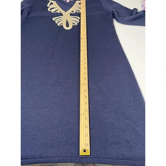 Lilly Pulitzer Devlin Sweater Shift‎ Dress Navy Blue Merino Wool Sz L - Picture 10 of 11